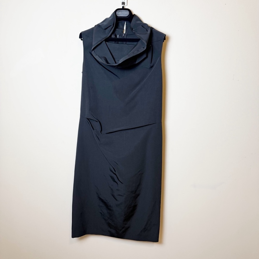 NWT Calvin Klein Collection Black Sleeveless Cowl Neck Sheath Dress size 10 - Picture 2 of 12
